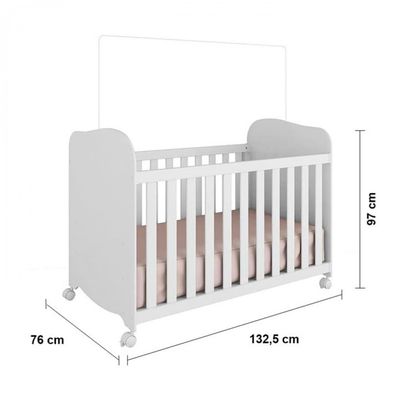 Berço Americano + Cômoda Infantil Peroba Duda Plus com 1 Porta, 4 Gavetas e 1 Prateleira - 95,3cm de largura Branco