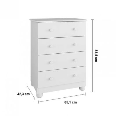 Berço Americano + Cômoda Infantil 4 Gavetas e 65,1cm de Largura + Guarda-Roupa Infantil Peroba Duda Plus 2 Portas, 3 Gavetas e 5 Prateleira Branco