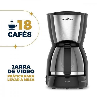 Cafeteira Elétrica Britânia BCF19 18 xícaras Preto e Inox / 110V