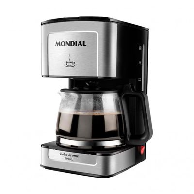 Cafeteira Elétrica Mondial Dolce Arome Vidro C-43-20X-SI 20 Xícaras 550W Preto com Inox / 220V