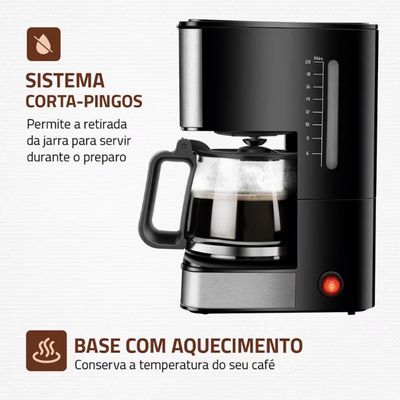 Cafeteira Elétrica Mondial Dolce Arome Vidro C-43-20X-SI 20 Xícaras 550W Preto com Inox / 220V