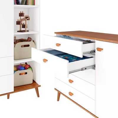Guarda Roupa Infantil Ternura com 5 Nichos, 2 Portas, 2 Gavetas Bartira Branco Wood