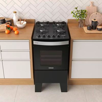 Fogão Itatiaia 4 Bocas Itaglass Plus com Mesa de Vidro e Acendimento Automático Preto / Bivolt
