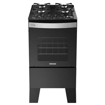 Fogão Itatiaia 4 Bocas Itaglass Plus com Mesa de Vidro e Acendimento Automático Preto / Bivolt