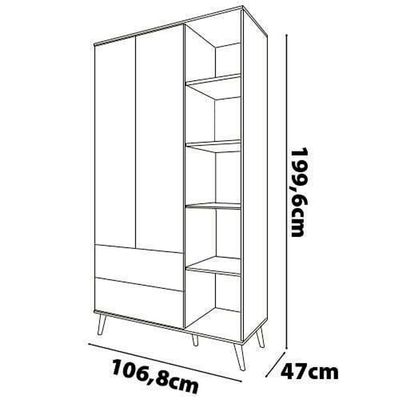 Guarda Roupa Infantil Ternura com 5 Nichos, 2 Portas, 2 Gavetas Bartira Branco