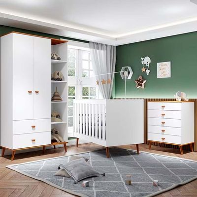 Guarda Roupa Infantil Ternura com 5 Nichos, 2 Portas, 2 Gavetas Bartira Branco