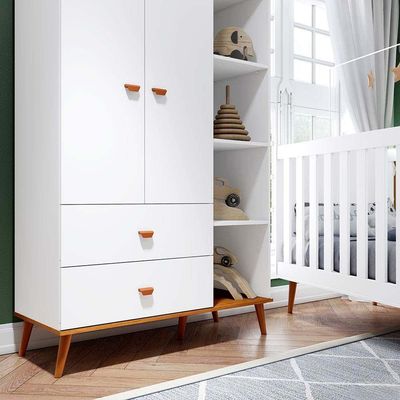 Guarda Roupa Infantil Ternura com 5 Nichos, 2 Portas, 2 Gavetas Bartira Branco