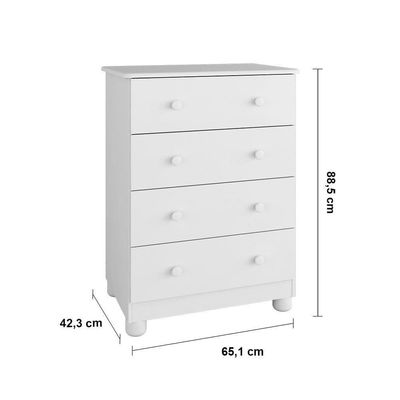 Berço Americano + Cômoda Infantil Peroba Duda Plus com 4 Gavetas - 65,1cm de largura Branco