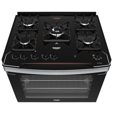 Fogão 5 Bocas De Embutir Dako Diplomata Com Mesa De Vidro Preto Bivolt