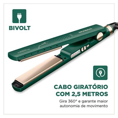 Chapinha | Prancha Mondial P-Ju 02 com Titânio e Nano Silver Verde / Bivolt