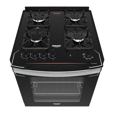 Fogão 4 Bocas De Embutir Dako Diplomata Com Mesa De Vidro Preto Bivolt