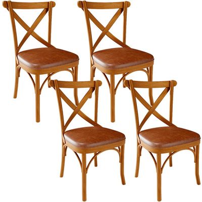 Kit 04 Cadeiras Para Sala de Jantar e Estar Living Estofada Ávila L02 Couríssimo Camel - Lyam