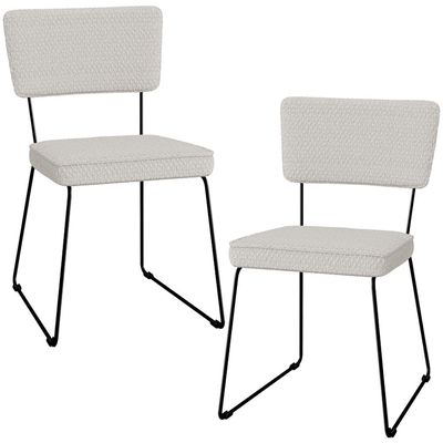 Kit 02 Cadeiras Decorativas Para Sala De Jantar Allana L02 Bouclê Cru - Lyam