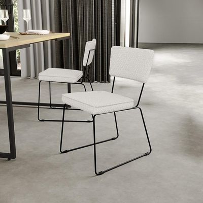 Kit 02 Cadeiras Decorativas Para Sala De Jantar Allana L02 Bouclê Cru - Lyam