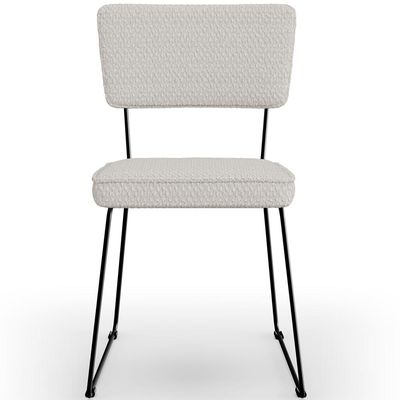 Cadeira Decorativa Estofada Para Sala De Jantar Allana L02 Bouclê Cru - Lyam