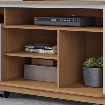 Rack para Sala De Estar TV 65 Pol com Rodízios Laguna C04 Freijó Off White - Lyam Decor