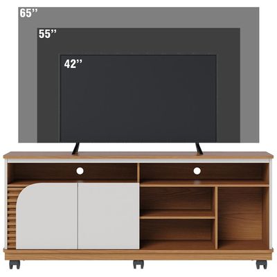 Rack para Sala De Estar TV 65 Pol com Rodízios Laguna C04 Freijó Off White - Lyam Decor