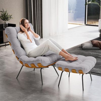 Poltrona Decorativa Sala de Estar Costela L02 Linho Cinza - Lyam Decor