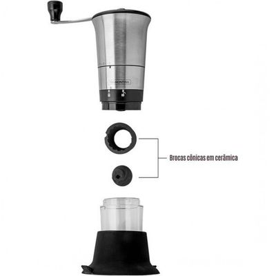 Moedor de Café Tramontina Realce em Acrílico, Aço Inox e Silicone Preto com Inox