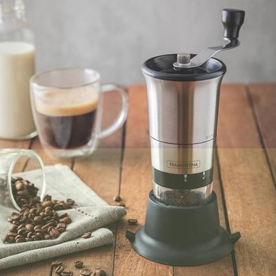 Moedor de Café Tramontina Realce em Acrílico, Aço Inox e Silicone Preto com Inox