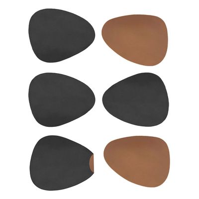 Jogo Americano Organico Dupla Face Preto Marrom Oval 6un