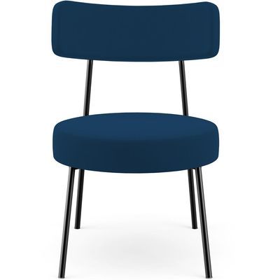 Poltrona Decorativa Para Sala De Estar Base Fixa Londres L02 Suede Azul Marinho - Lyam