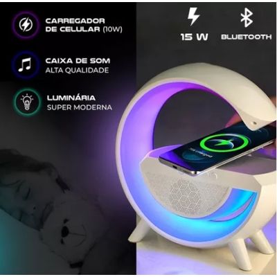 Luminária Rgb Caixa Som G Speaker Carregador Indução AL-8778