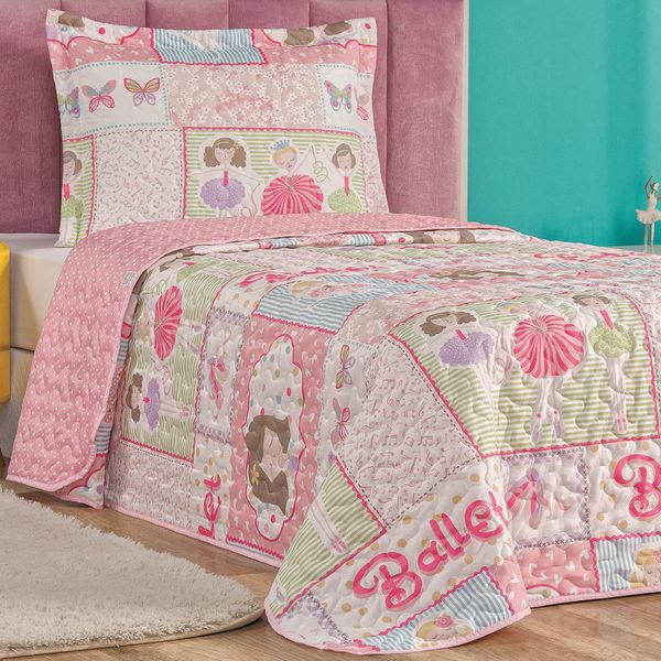 Kit Colcha Solteiro Infantil Fantasy Dupla Face Microfibra 2 Peças - Balé Ballet Kit Colcha Solteiro Infantil Fantasy Dupla Face Microfibra 2 Peças - Balé Ballet