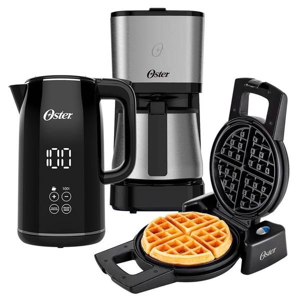 Kit Black Inox Oster - Cafeteira - Chaleira Digital E Máquina De Waffle - 220v 220v