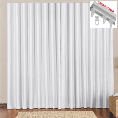 Cortina 2 Mts Sala Quarto Escritório Blackout Original para Trilho Suisso - Gelo