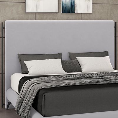 Cabeceira Cama Box King 195cm Estofada Goya P05 Veludo Cinza