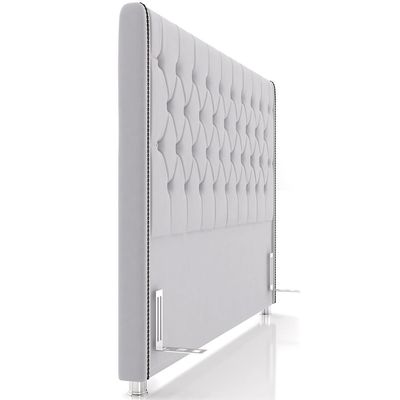 Cabeceira Cama Box King 195cm Estofada Frizza P05 Veludo Cinza - Lyam Decor