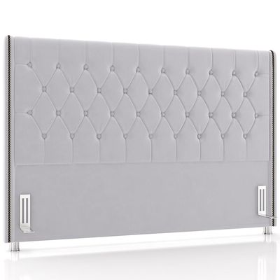 Cabeceira Cama Box King 195cm Estofada Frizza P05 Veludo Cinza - Lyam Decor