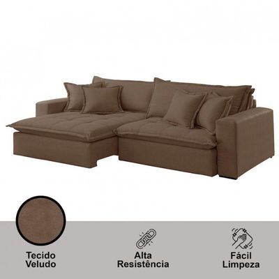 Sofá Zen Veludo 02 Módulos 100 Cm B25 Meu Sofá Online B016 Veludo Marrom