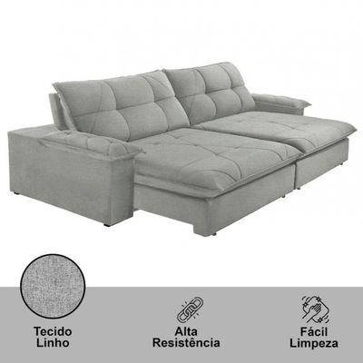 Sofá Gaia Linho 02 Módulos 90 Cm B25cm Meu Sofá Online A230 Linho Cinza