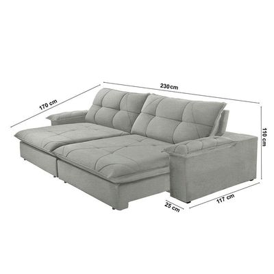 Sofá Gaia Linho 02 Módulos 90 Cm B25cm Meu Sofá Online A230 Linho Cinza