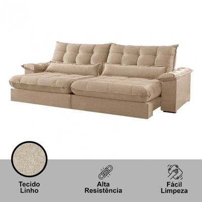 Sofá Classic Linho 02 Módulos 90 Cm B25 Cm Meu Sofá Online A226 Linho Bege