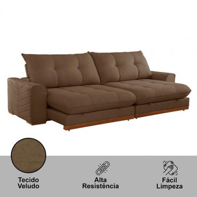 Sofá Argo Veludo 02 Módulos 90 Cm B25cm Meu Sofá Online B016 Veludo Marrom