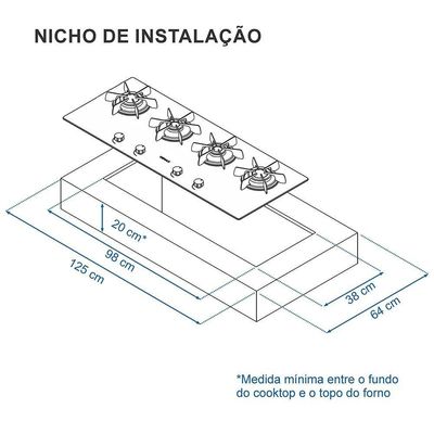 Cooktop Linear Venax Arena 4 Bocas Preto Bivolt