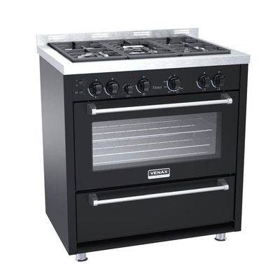 Fogão 5 Bocas Venax Temis A Gas Mesa De Inox Preto 220V