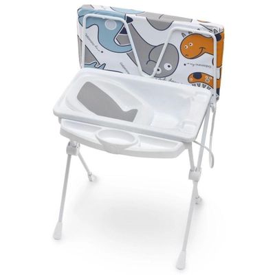 Banheira de Bebê Plástica Galzerano Classic 7045 com Trocador e Suporte Dino