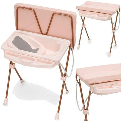 Banheira de Bebê Plástica Galzerano Classic 7045 com Trocador e Suporte Rosê