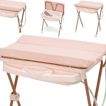 Banheira de Bebê Plástica Galzerano Classic 7045 com Trocador e Suporte Rosê
