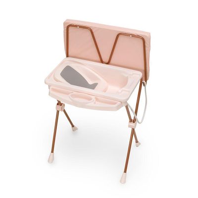 Banheira de Bebê Plástica Galzerano Classic 7045 com Trocador e Suporte Rosê