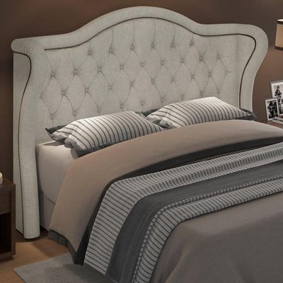 Cabeceira Cama Box Casal 160 cm P05 Lisboa Bouclê Creme - Lyam Decor