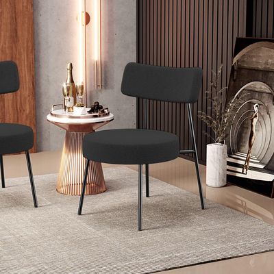 Poltrona Decorativa Para Sala De Estar Base Fixa Londres L02 Bouclê Preto - Lyam