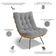 Kit 2 Poltronas Decorativas Sala de Estar Costela L02 Bouclê Cinza - Lyam Decor