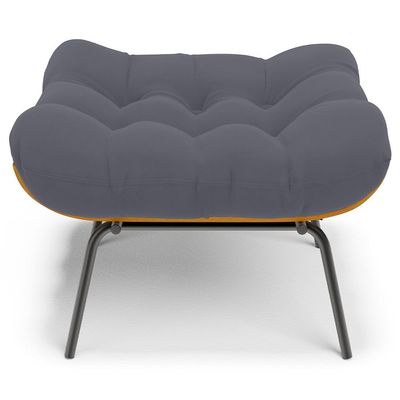 Puff Decorativo Sala de Estar Costela L02 Suede Cinza - Lyam Decor