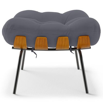 Puff Decorativo Sala de Estar Costela L02 Suede Cinza - Lyam Decor