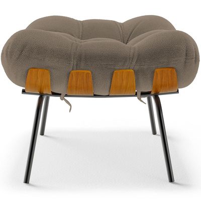 Puff Decorativo Sala de Estar Costela L02 Bouclê Bege - Lyam Decor